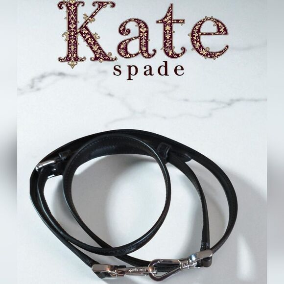 Kate Spade Black Leather Purse Strap with Silver Accents - Picture 1 of 3